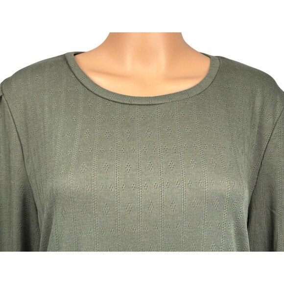 Well Worn Womens XXL Green Long Sleeve Shirt Crewneck Top Blouse New - Picture 4 of 9